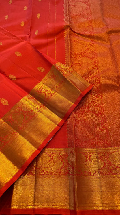 CHILI TOMATO GOLD ZARI HANDLOOM KANCHIPURAM SILK SAREE (KSS 480)