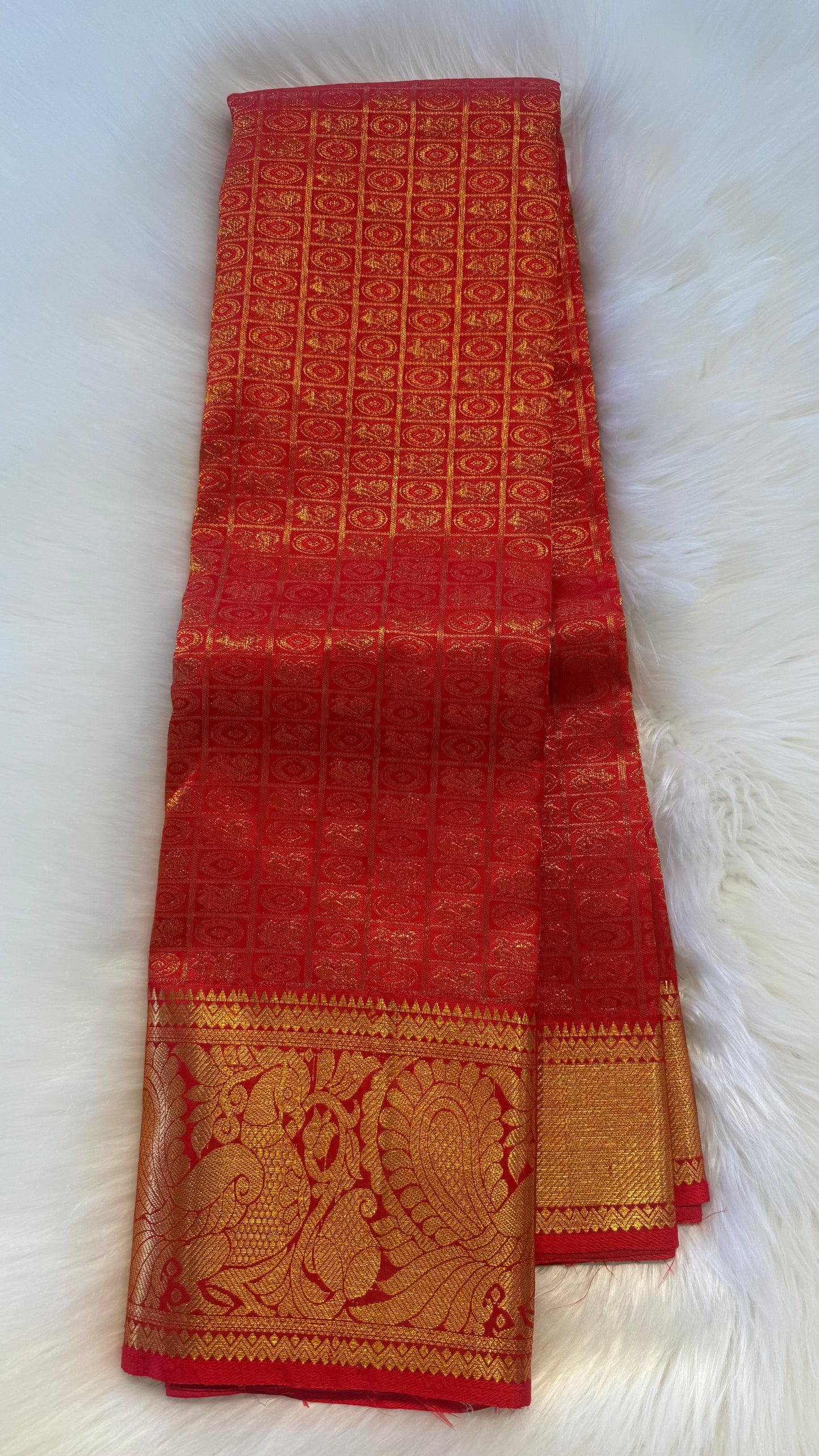 CHILLI RED FULL GOLD ZARI PURE HANDLOOM SILK SAREE(KSS 508)