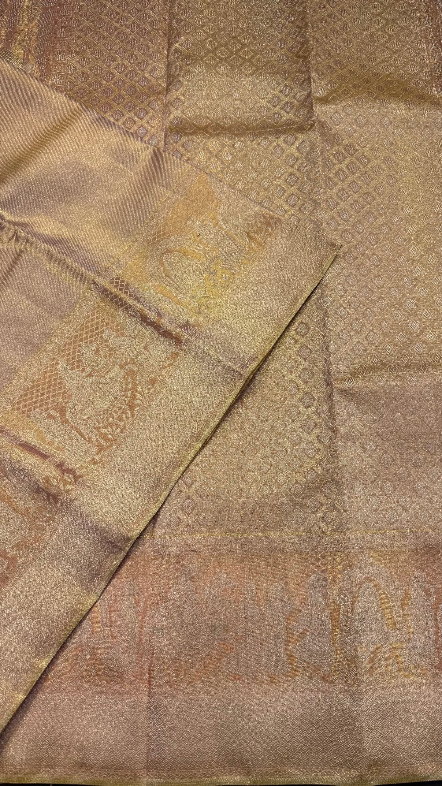 GOLDENISH PINK FULL ZARI HANDLOOM KANCHIPURAM SILK SAREE (KSS442)