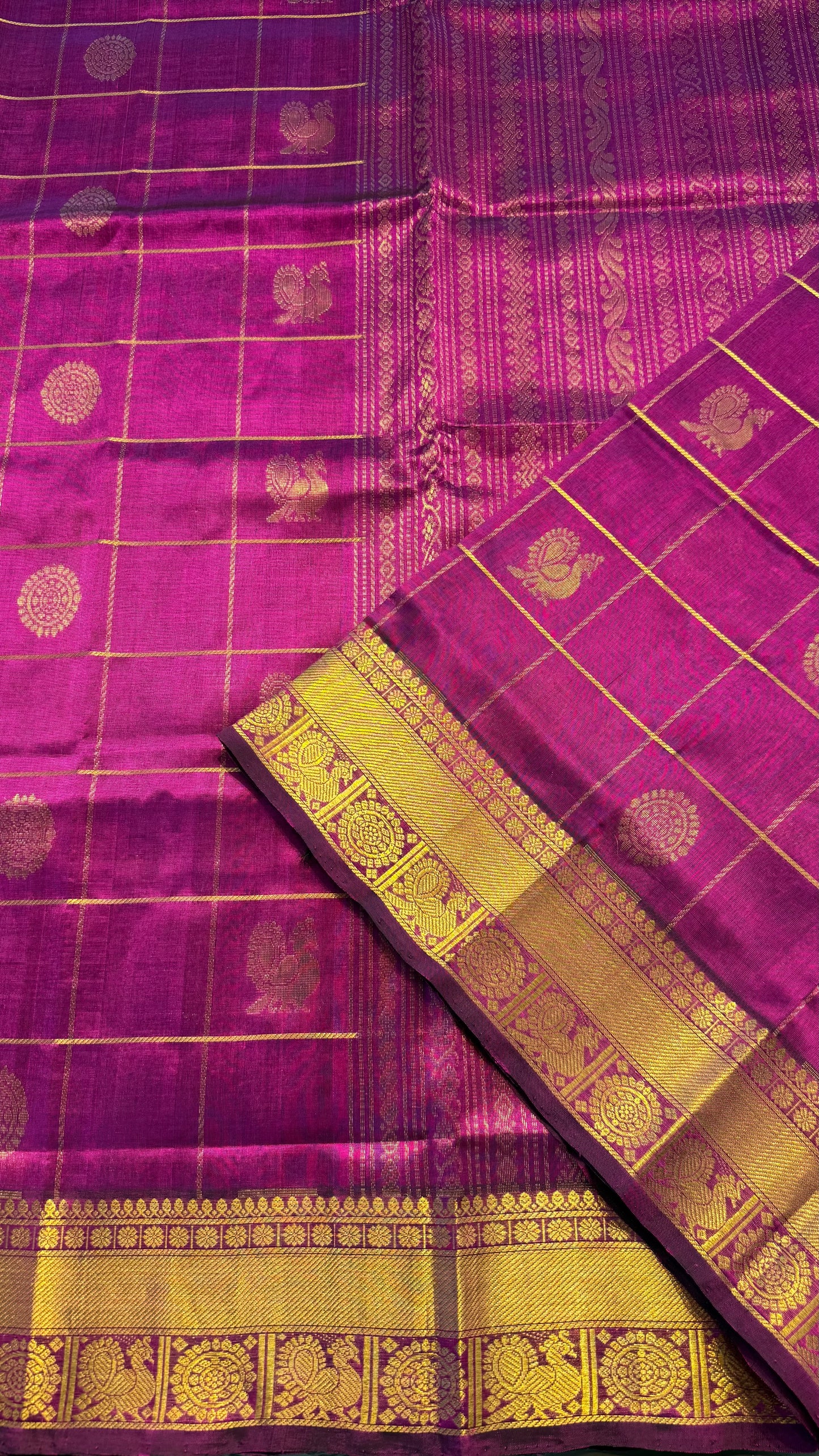 PURPLE KATTAM KANCHIPURAM SILK COTTON SAREE (KSC87)
