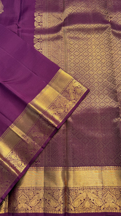 MULBERRY MAROON GOLD ZARI HANDLOOM KANCHIPURAM SILK SAREE (KSS357)