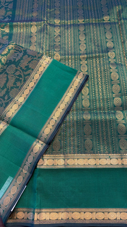 GREEN VANASINGARAM HANDLOOM KANCHIPURAM SILK COTTON (KSC141)
