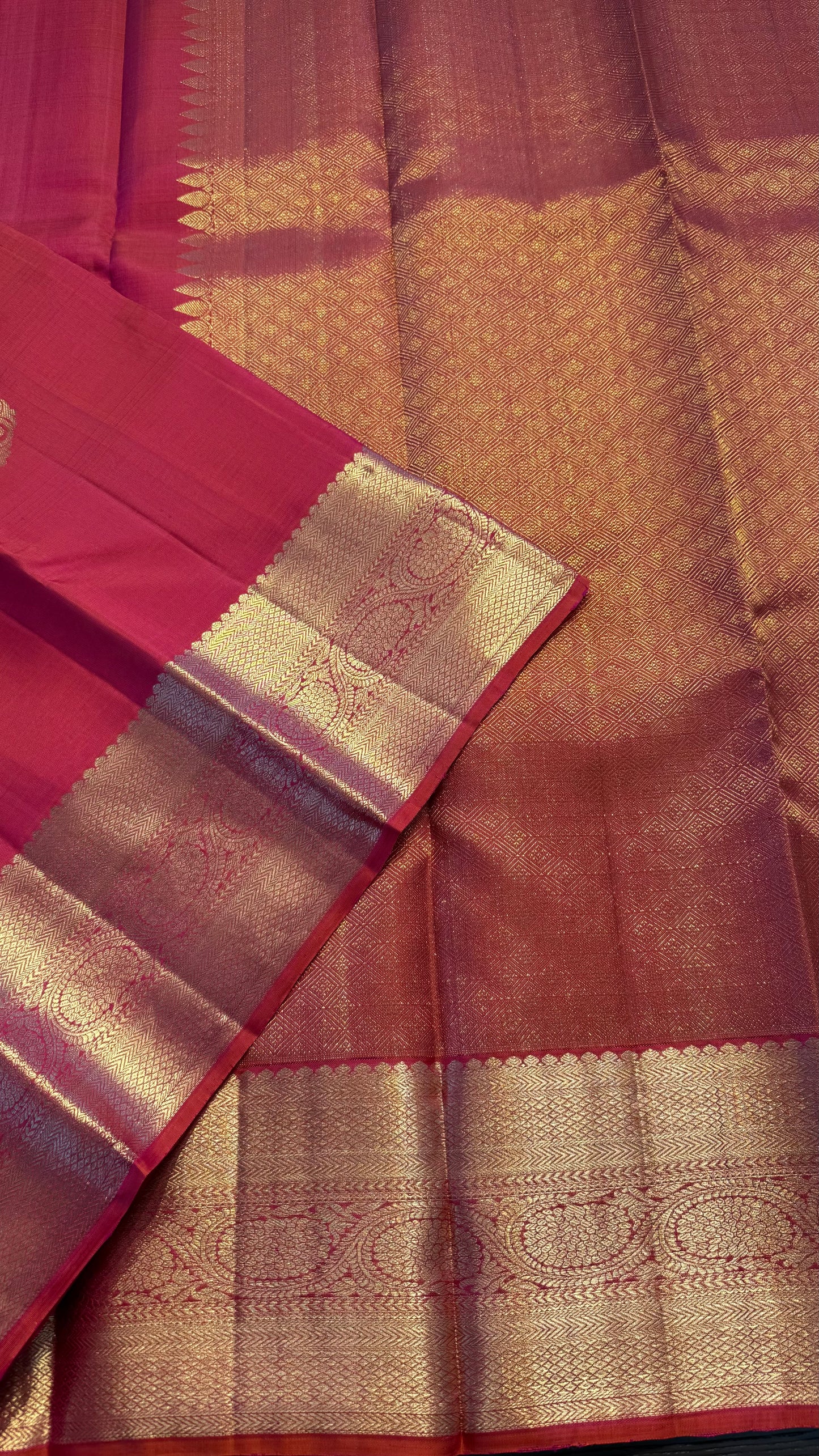 DUAL TONE KANAKAMBARAM ORANGE HANDLOOM KANCHIPURAM SILK SAREE (KSS395)