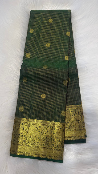HUNTER GREEN PURE KANCHIPURAM HANDLOOM SILK SAREE SILK(KSS 573)