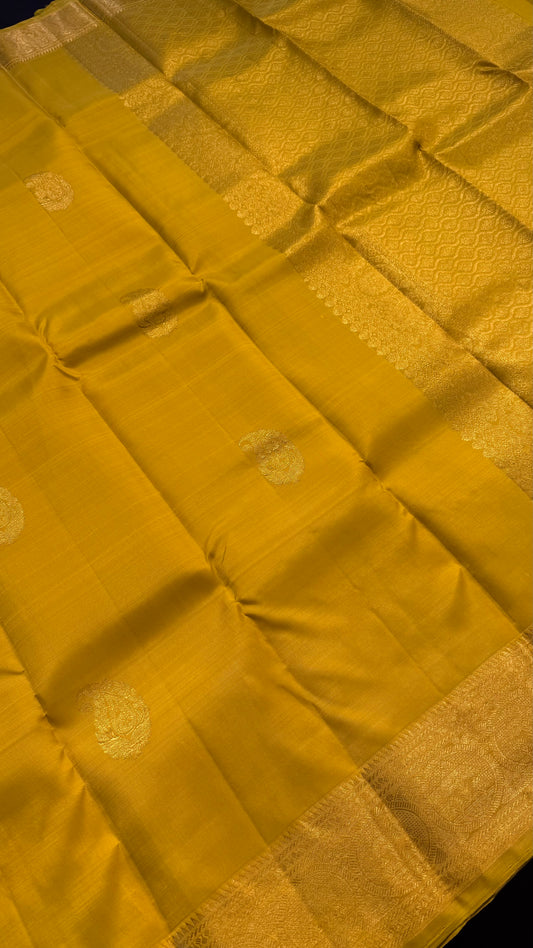 LEMON YELLOW HANDLOOM KANCHIPURAM SILK SAREE (KSS364)