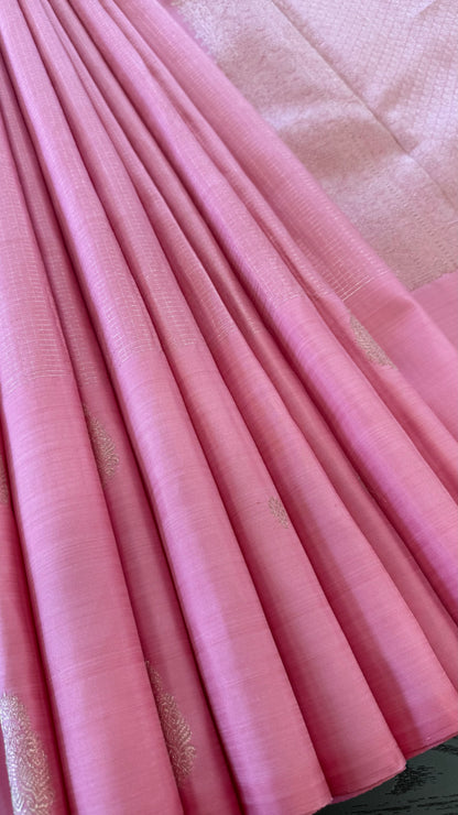VAIRA OOSI PINK GOLD ZARI HANDLOOM KANICHIPURAM SILK SAREE (KSS149)