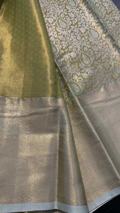 OLIVE GREEN SEMI SILK KANICHIPURAM SILK SAREE (SSKS24)
