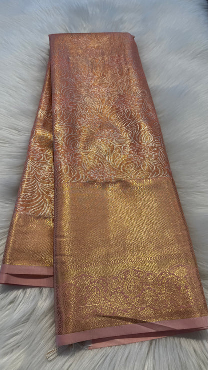 CORAL SEMI SILK KANICHIPURAM SILK SAREE (SSKS16)