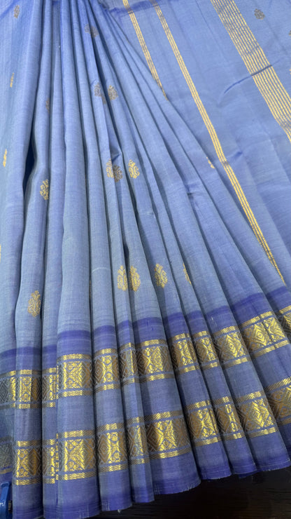 LAVENDER WITH RETTAIPATTAI BORDER PURE HANDLOOM KANCHIPURAM SINGLE SIDE BORDER SILK SAREE (KSSB 41)