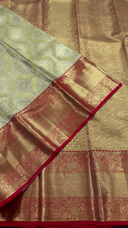 GOLDEN YELLOW PURE KANCHIPURAM HANDLOOM SILK SAREE(KSS 607)
