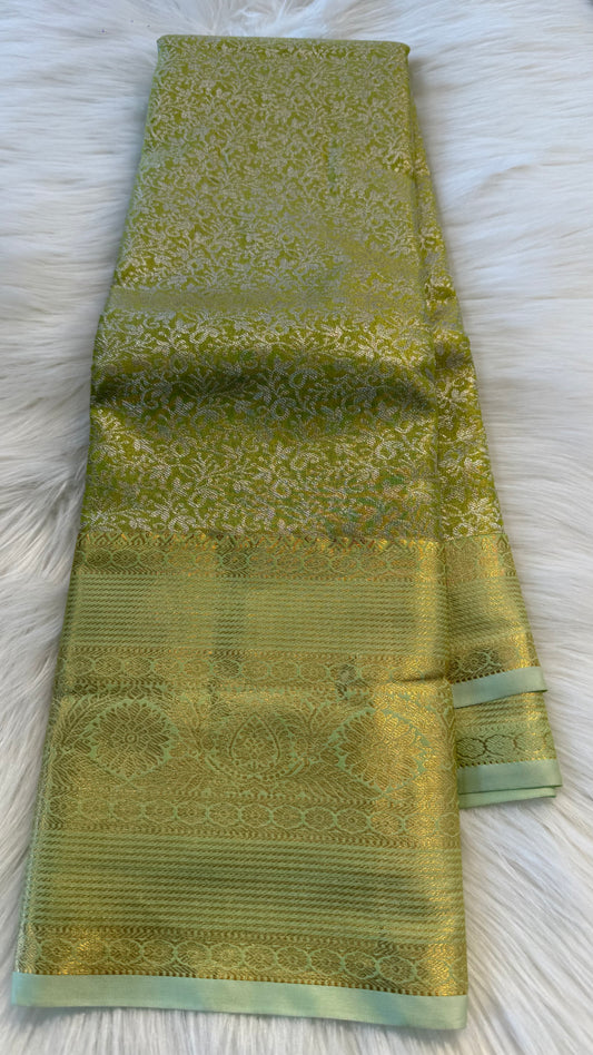 LIME GREEN SEMI SILK KANICHIPURAM SILK SAREE (SSKS23)