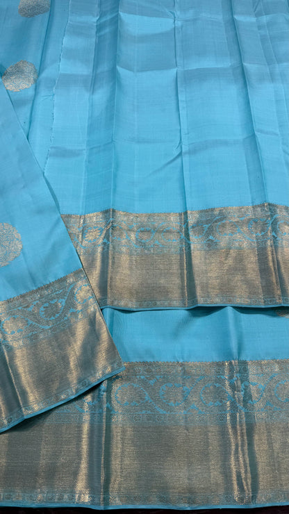 TURQUOISE BLUE HANDLOOM KANCHIPURAM SILK SAREE (KSS 536)