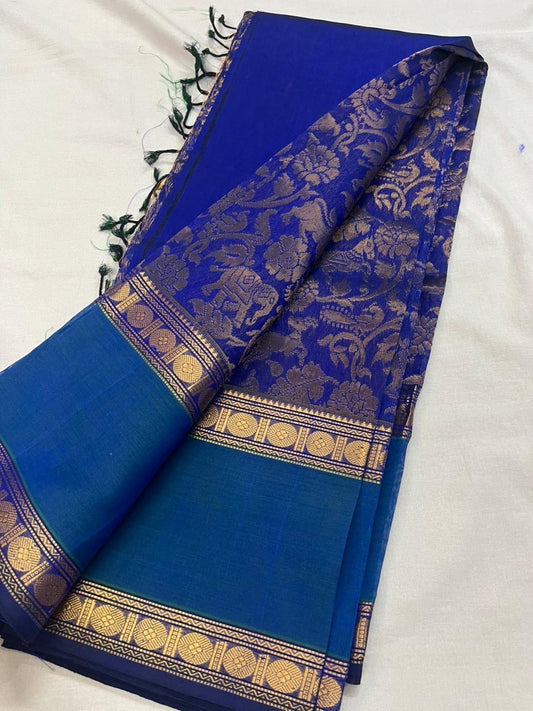 BLUE VANASINGARAM HANDLOOM KANCHIPURAM SILK COTTON (KSC139)