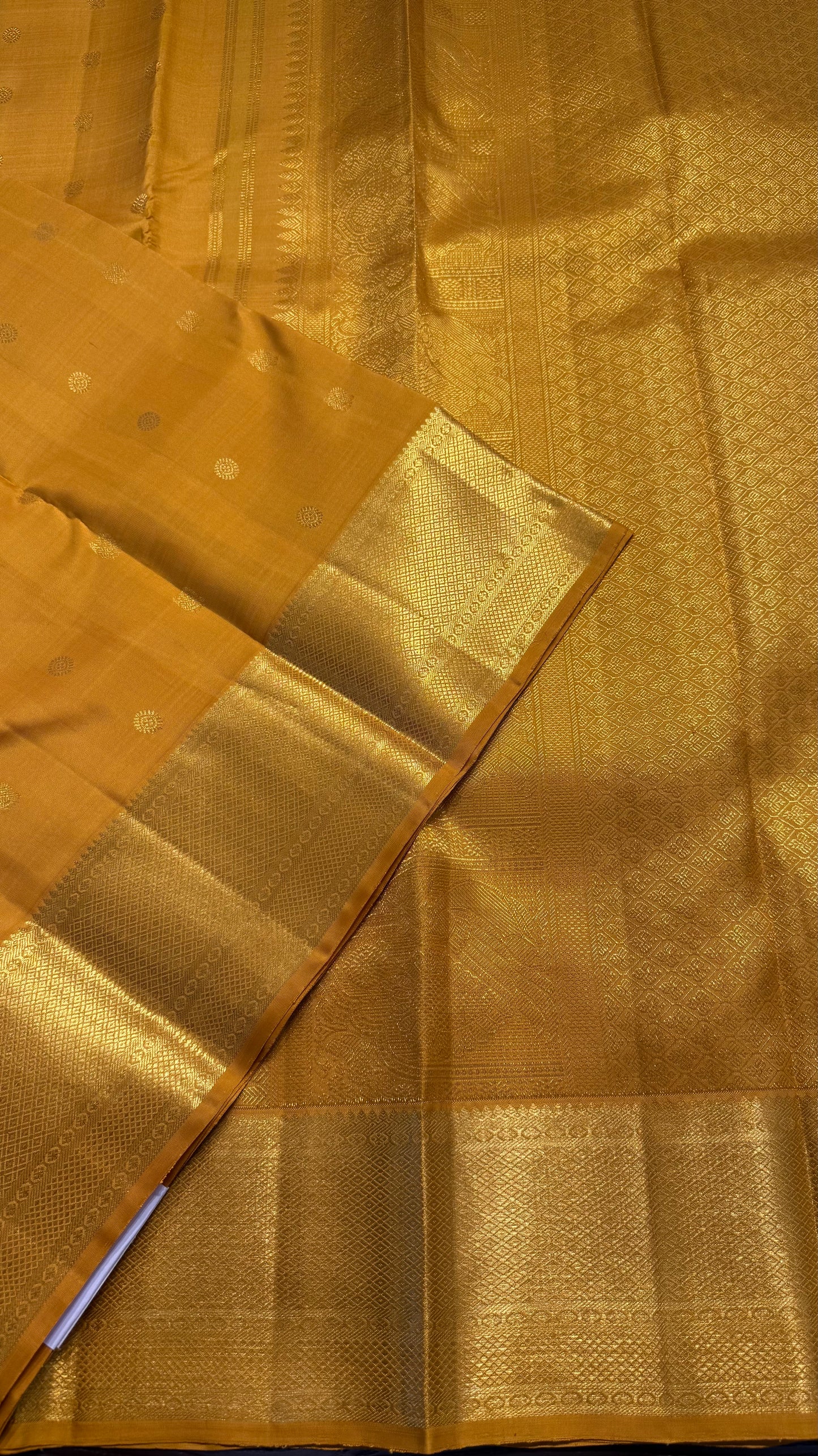 GOLDEN YELLOW HANDLOOM KANCHIPURAM SILK SAREE (KSS382)