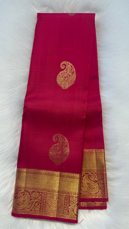 PINK GOLD ZARI HANDLOOM KANCHIPURAM SILK SAREE (KSS349)