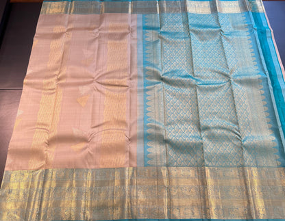 BLANCHED ALMOND PURE KANCHIPURAM HANDLOOM SILK SAREE