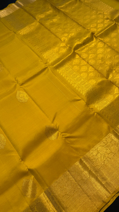 GOLDEN MUSTARD HANDLOOM KANICHIPURAM SILK SAREE (KSS324)