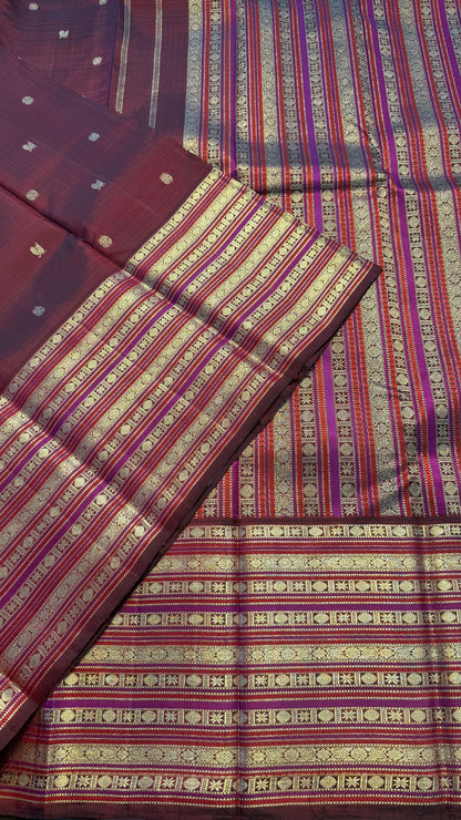 WINE RED PURE KANICHIPURAM HANDLOOM SILK SAREE (KSS130)