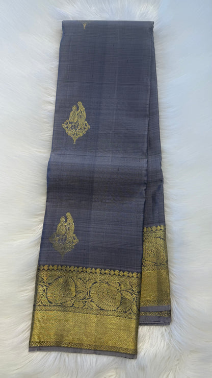GREY GOLD ZARI HANDLOOM KANCHIPURAM SILK SAREE (KSS321)