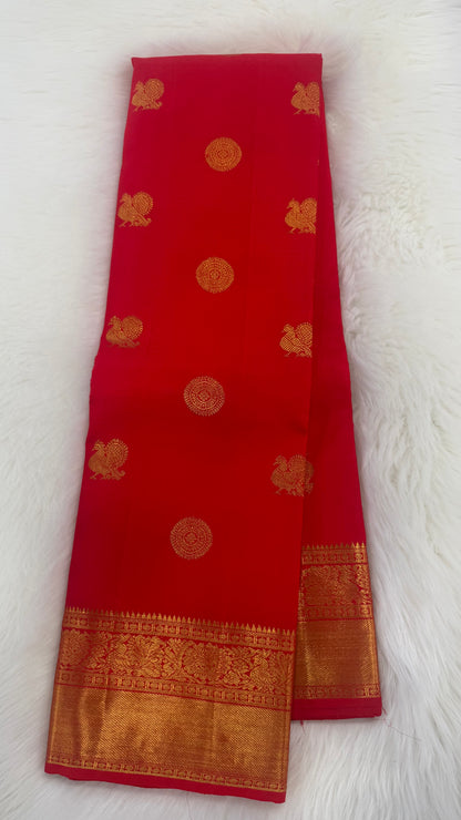 CHILI RED GOLD ZARI HANDLOOM KANICHIPURAM SILK SAREE (KSS83 / KSS154)