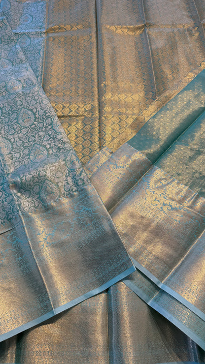 LIGHT BLUE SEMI SILK KANICHIPURAM SILK SAREE (SSKS20)