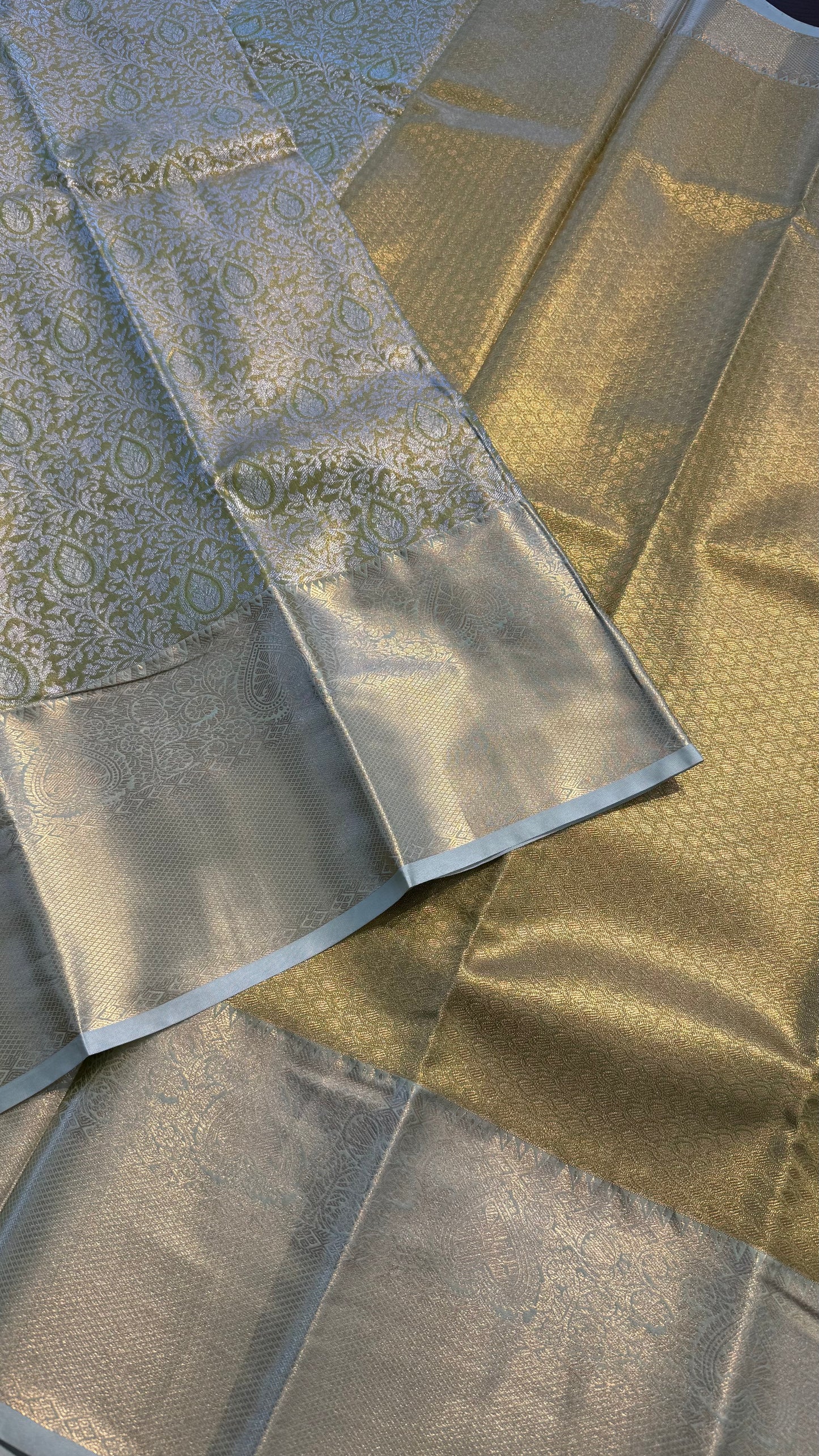 OLIVE GREEN SEMI SILK KANICHIPURAM SILK SAREE (SSKS24)