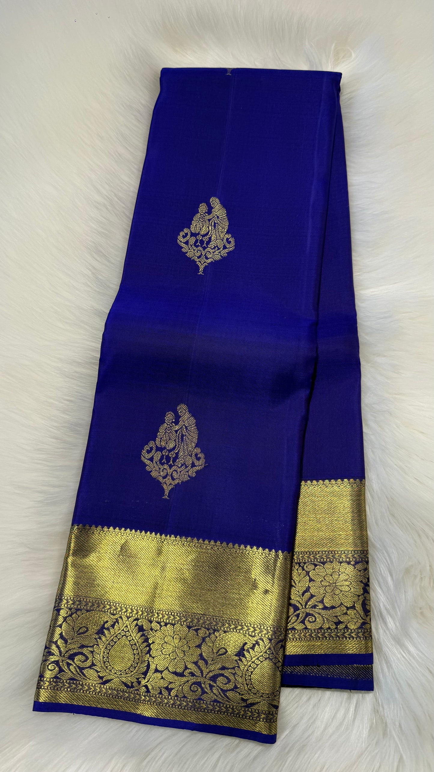ROYAL BLUE HANDLOOM KANCHIPURAM  SILK SAREE(KSS522)