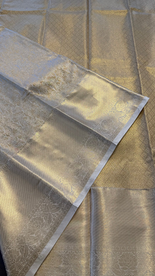 CREAM SEMI SILK KANICHIPURAM SILK SAREE (SSKS15)