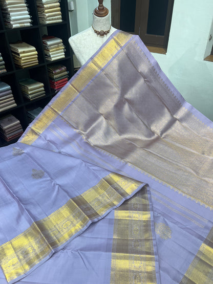 PURPLISH  LAVENDER KANCHIPURAM HANDLOOM SILK SAREE