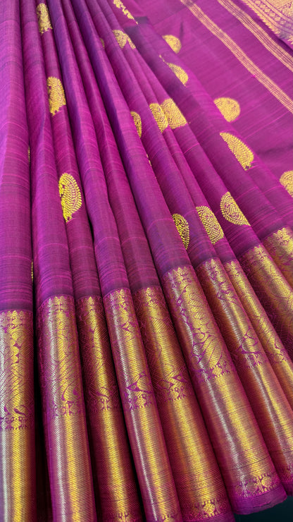 ROYAL PURPLE GOLD ZARI HANDLOOM KANCHIPURAM SILK SAREE (KSS107)
