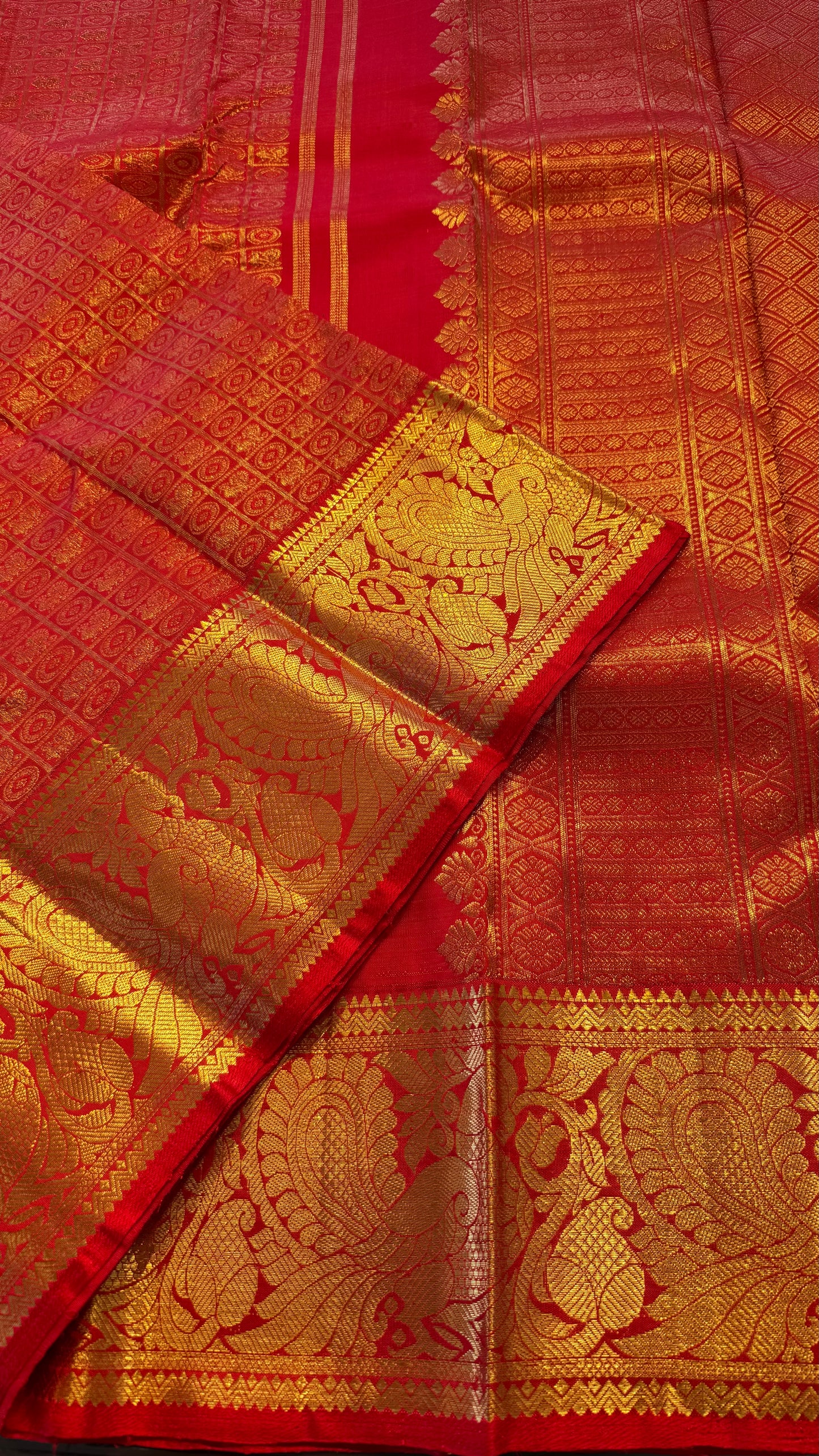 CHILLI RED FULL GOLD ZARI PURE HANDLOOM SILK SAREE(KSS 508)