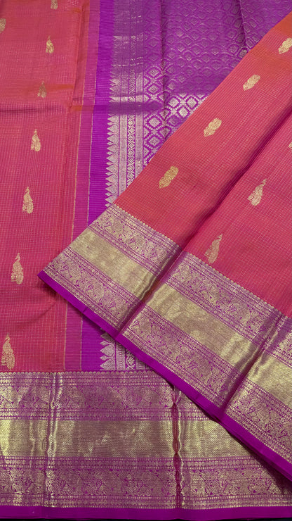 RANI PINK  HANDLOOM  KANCHIPURAM SILK SAREE (KSS 563)