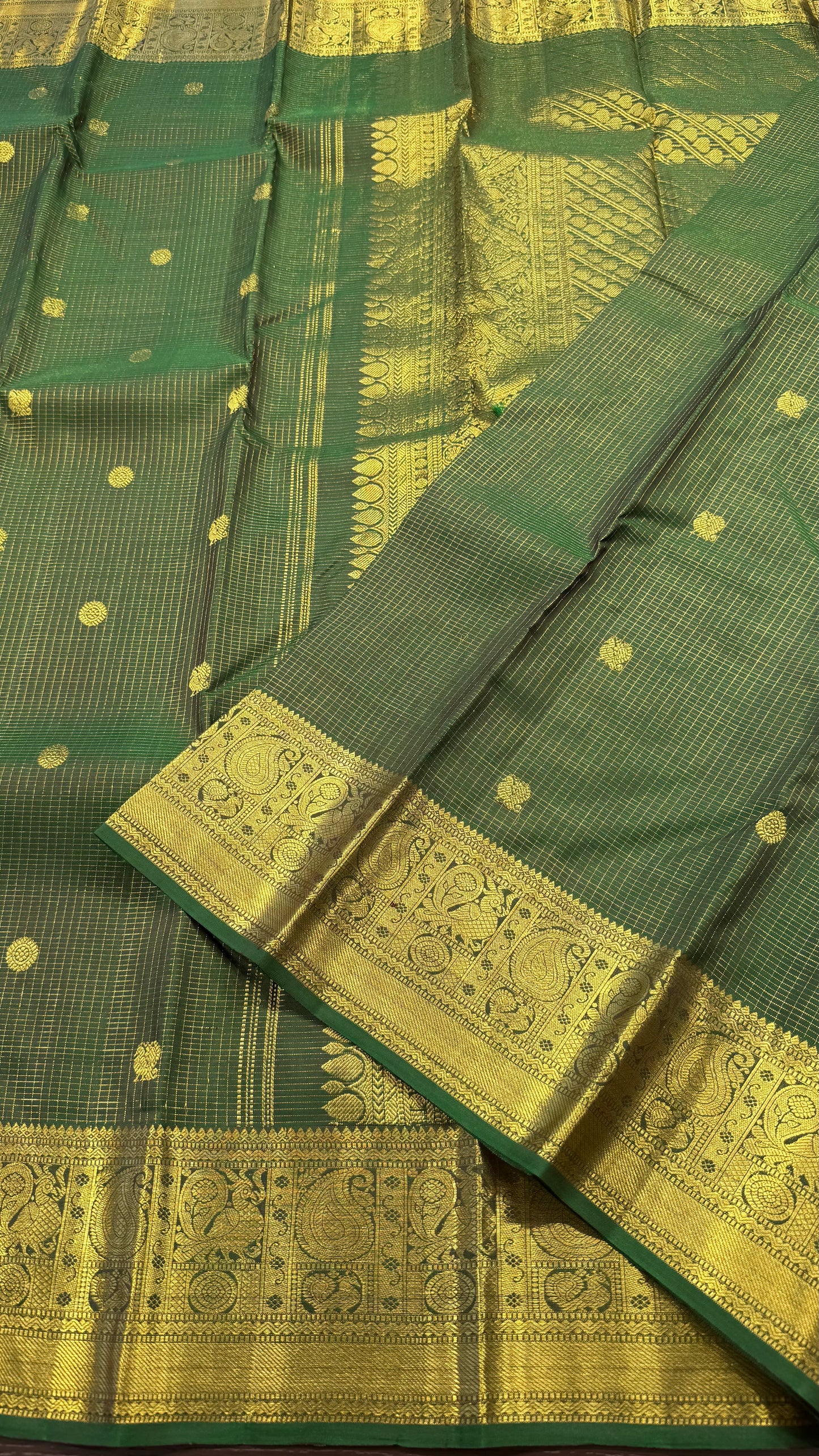 HUNTER GREEN PURE KANCHIPURAM HANDLOOM SILK SAREE SILK(KSS 573)