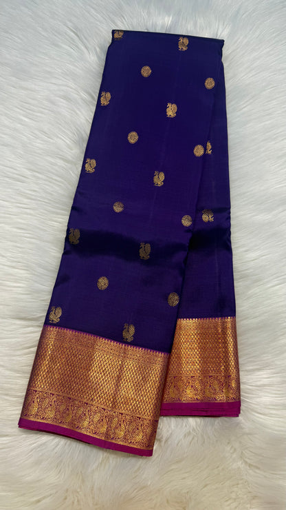 PURPLE GOLD ZARI HANDLOOM KANICHIPURAM SILK SAREE (KSS116)