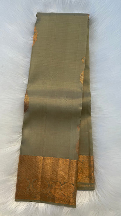 PISTACHIO GREEN HANDLOOM KANICHIPURAM SILK SAREE (KSS327)