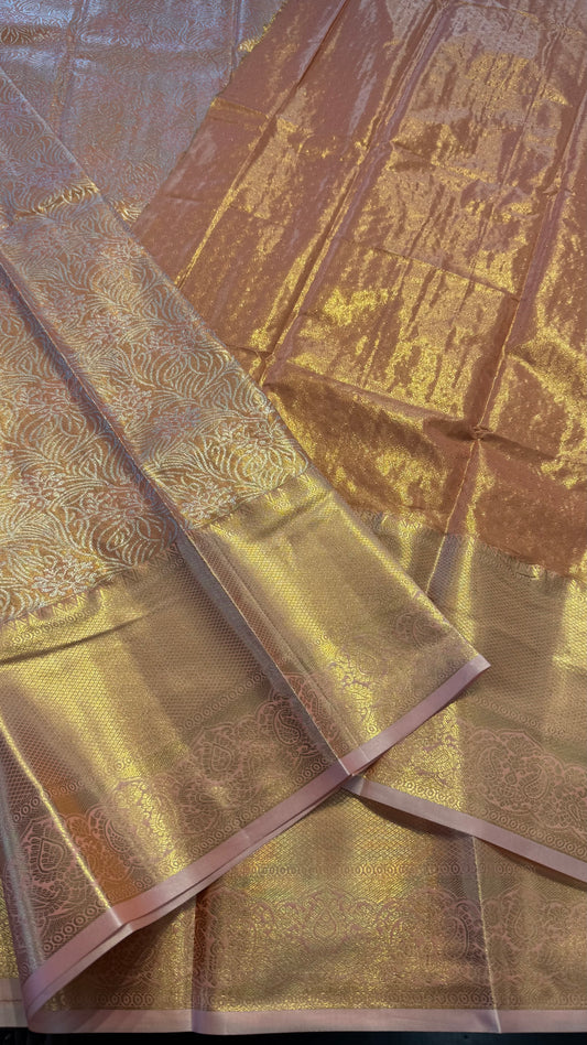 CORAL SEMI SILK KANICHIPURAM SILK SAREE (SSKS16)