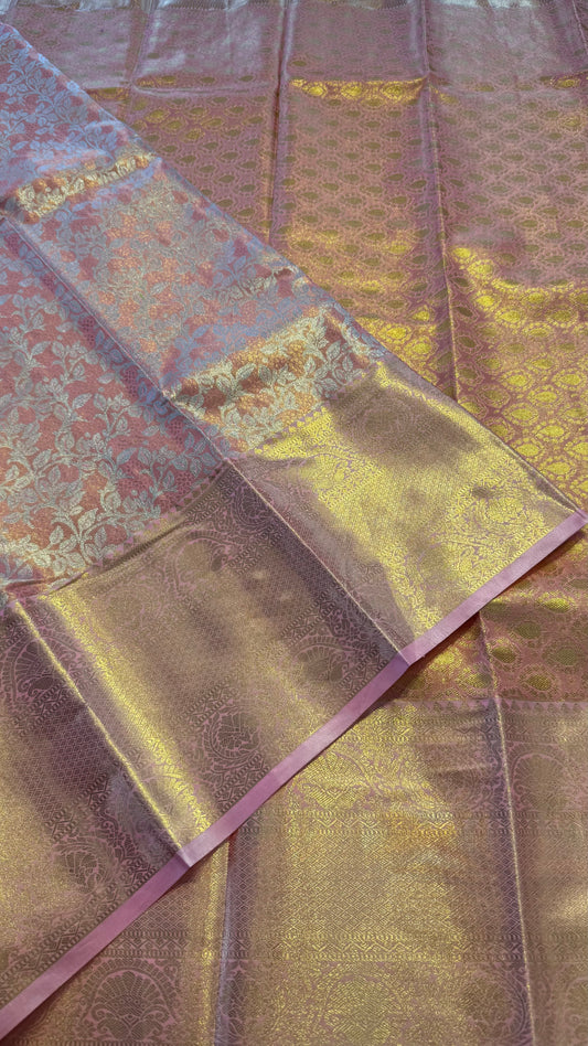 SALMON SEMI SILK KANICHIPURAM SILK SAREE (SSKS08)