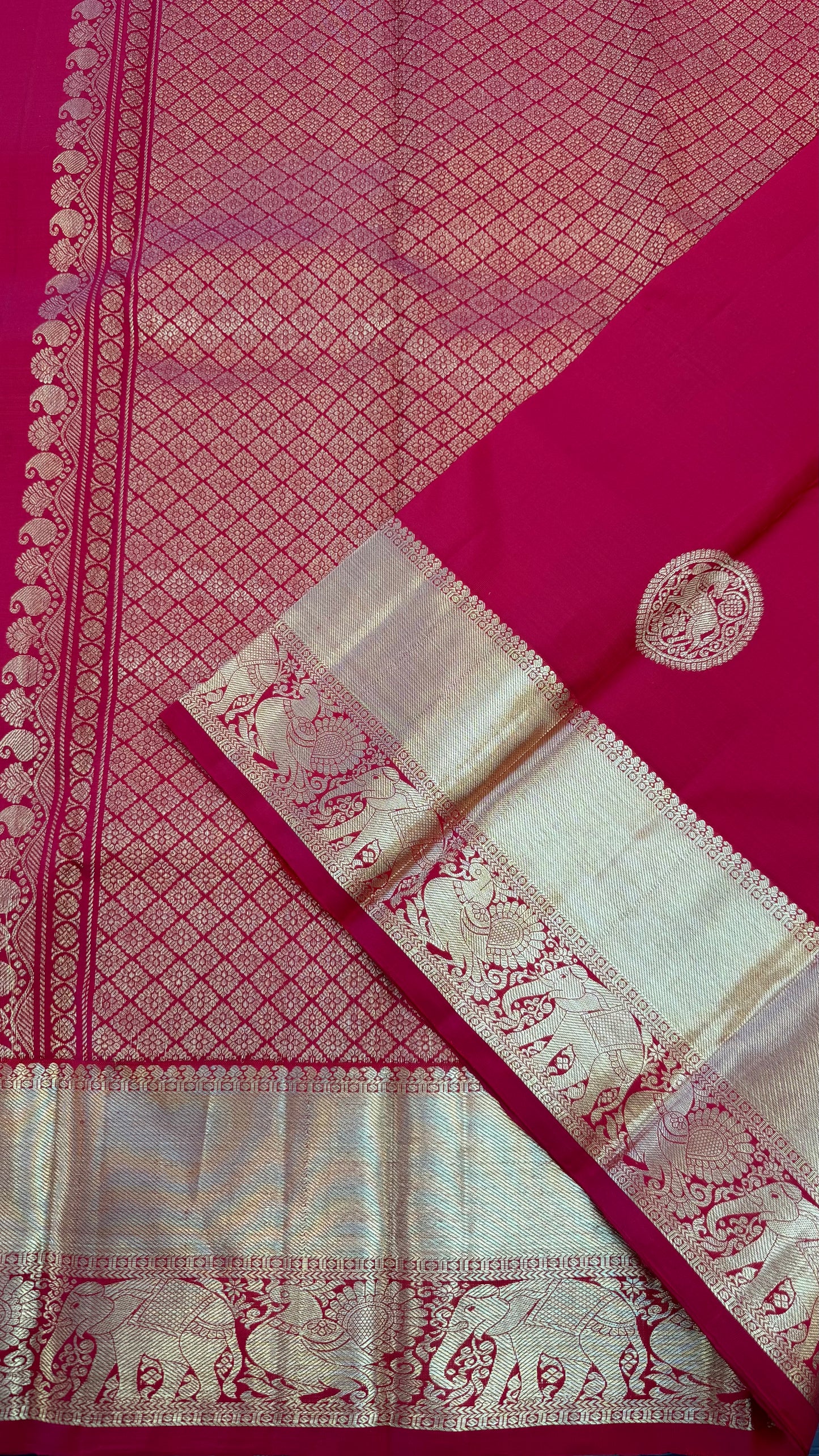 CHILI RED GOLD ZARI HANDLOOM KANCHIPURAM SILK SAREE (KSS370