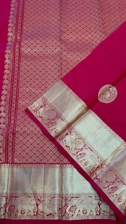 CHILI RED GOLD ZARI HANDLOOM KANCHIPURAM SILK SAREE (KSS370