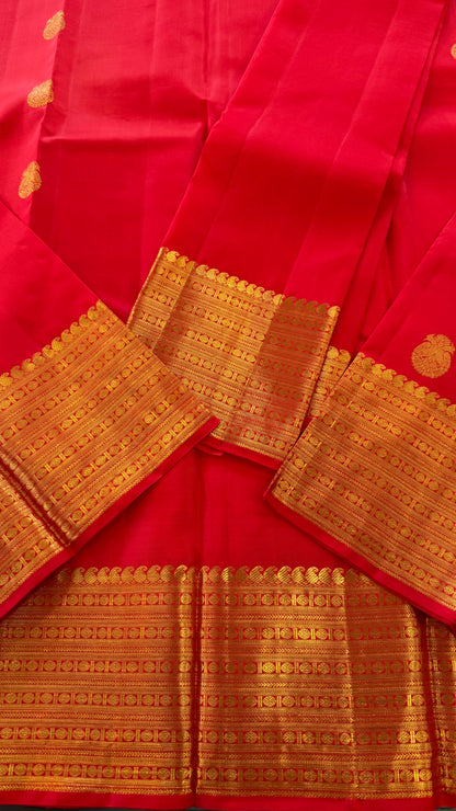 CHILI RED GOLD ZARI HANDLOOM KANICHIPURAM SILK SAREE (KSS173)