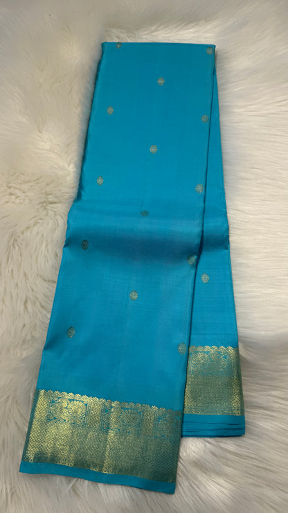 AQUA BLUE PURE KANCHIPURAM HANDLOOM SILK SAREE SILK(KSS 527)