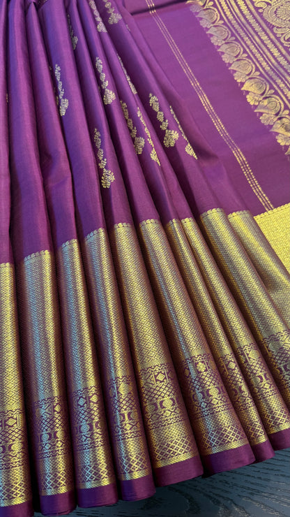 RASBERRY GOLD ZARI HANDLOOM KANCHIPURAM SILK SAREE (KSS167)
