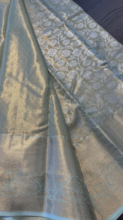 TURQUOISE SEMI SILK KANICHIPURAM SILK SAREE (SSKS25)