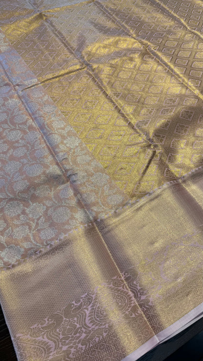 PASTEL PINK SEMI SILK KANICHIPURAM SILK SAREE (SSKS10)