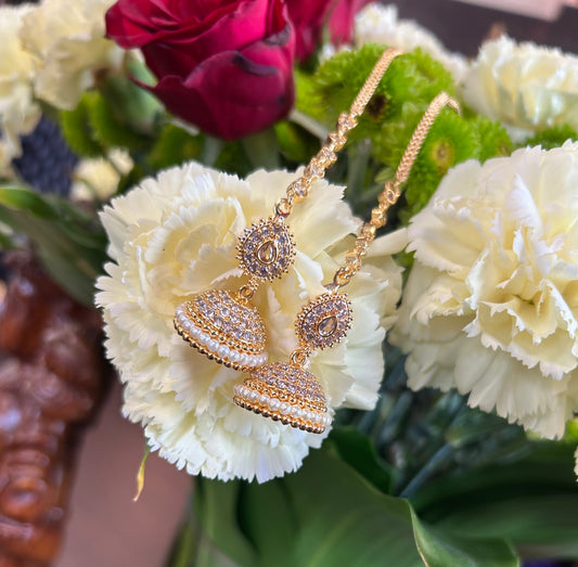 Ganga White Stone Jhumka