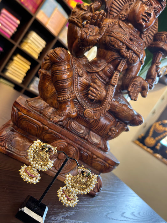 Yasotha Elephant & Peacock Pearl Jhumka
