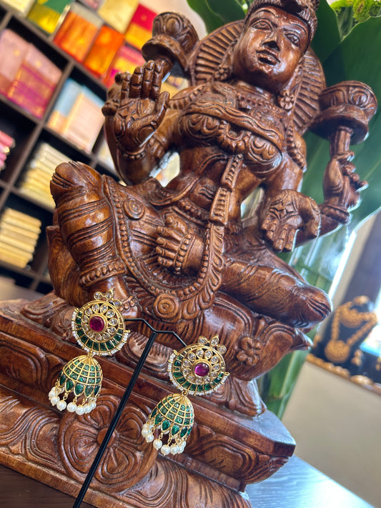 Floral Kemp Green Jhumka