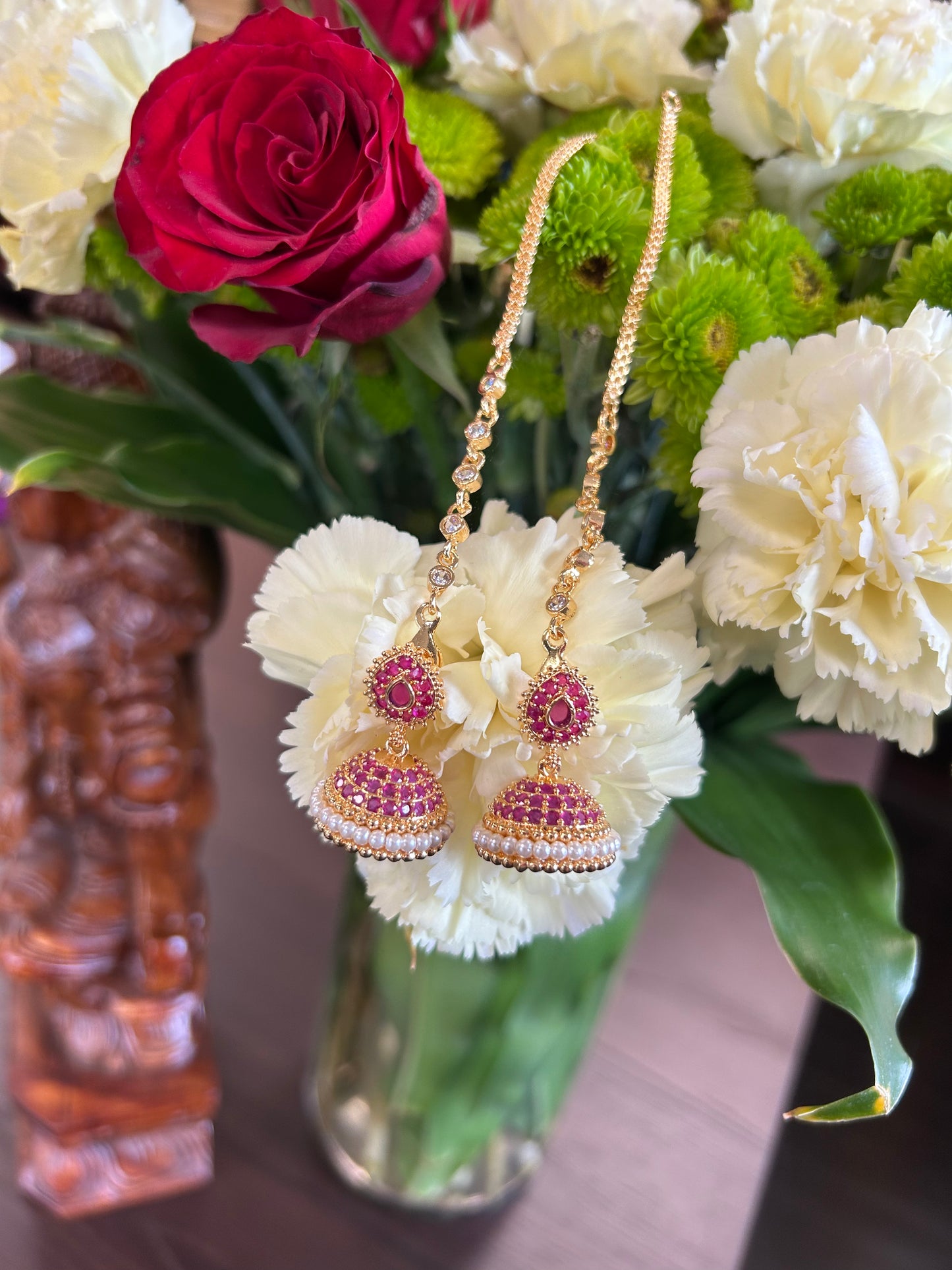 Ganga Ruby Stone Jhumka