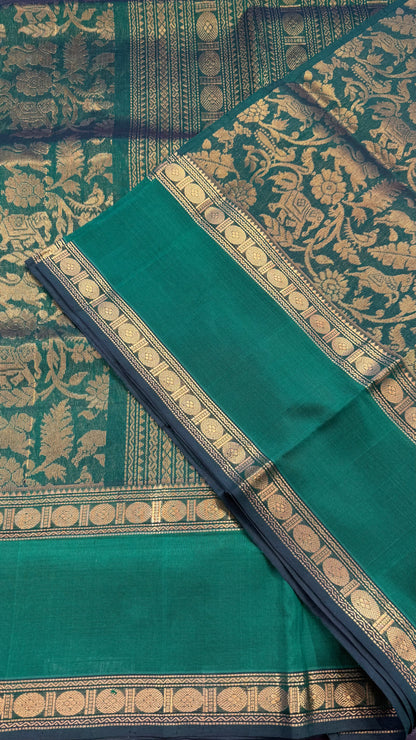 GREEN VANASINGARAM HANDLOOM KANCHIPURAM SILK COTTON (KSC141)