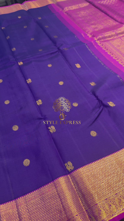 PURPLE GOLD ZARI HANDLOOM KANICHIPURAM SILK SAREE (KSS116)